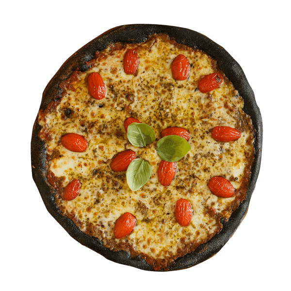 PESTO PIZZA WITH CHARCOAL DOUGH